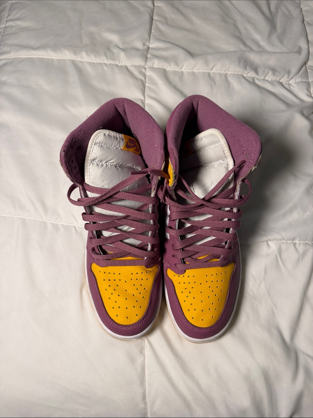 Purple and Yellow High-Top Women's Sneakers